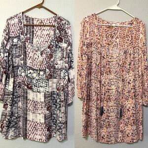 Billabong Bundle of 2 Swim Coverups Patchwork Print and Floral Print L